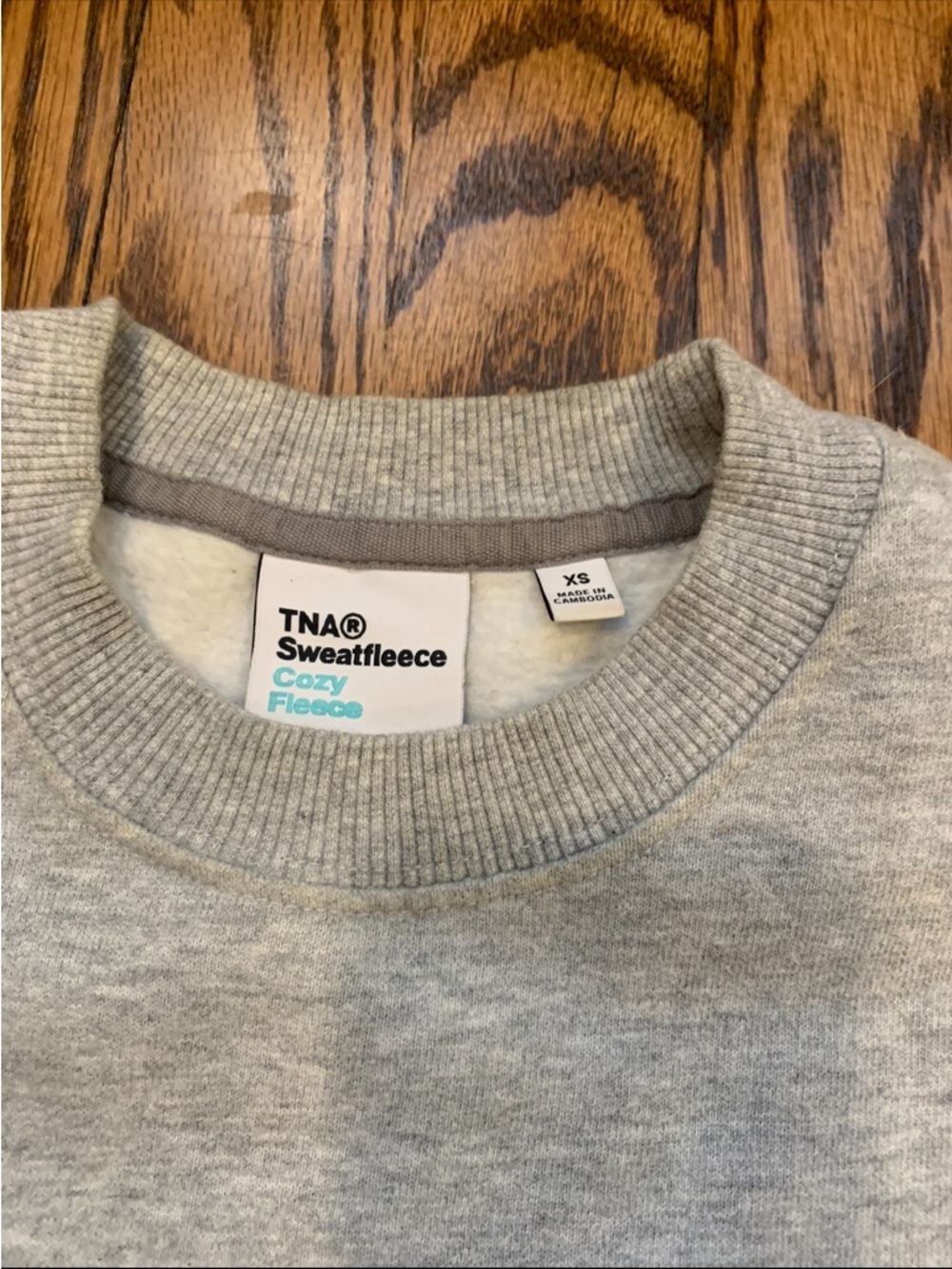 Aritzia TNA Sweatfleecr Cozy Fleece Crew Sweatshirt Boyfriend Fit Heather Grey